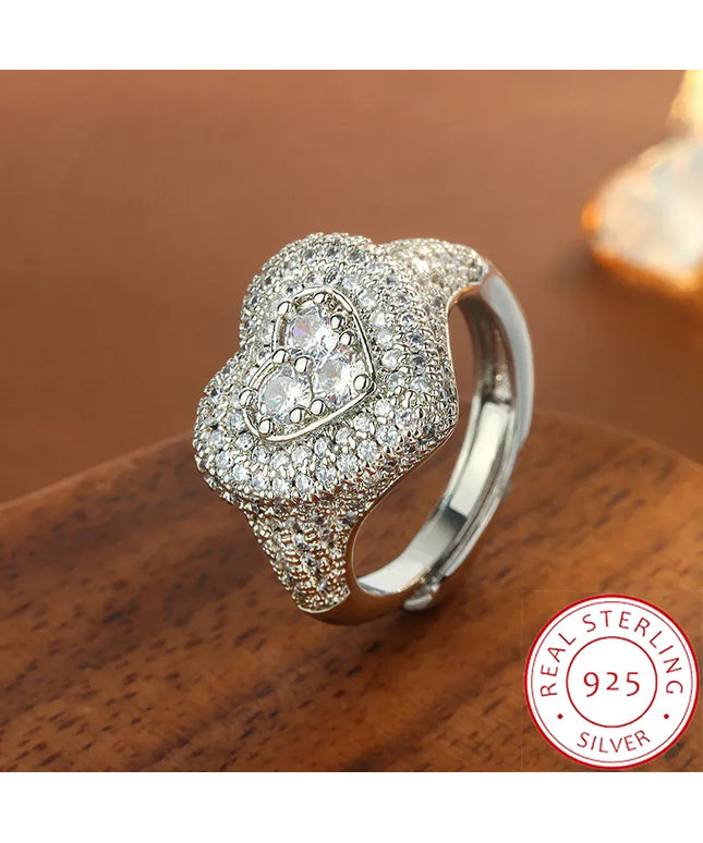 KissICON resizable KissIcon Hip Hop Style Full CZ Heart Ring - Iced Out