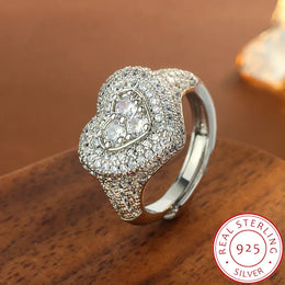 KissICON resizable KissIcon Hip Hop Style Full CZ Heart Ring - Iced Out