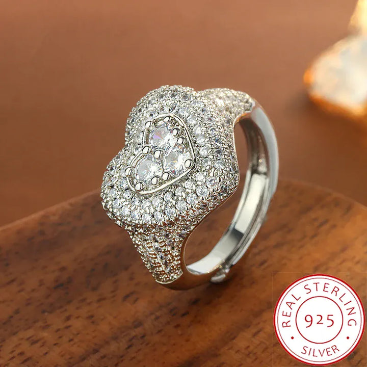 KissIcon Hip Hop Style Full CZ Heart Ring - Iced Out