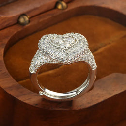 KissICON resizable KissIcon Hip Hop Style Full CZ Heart Ring - Iced Out