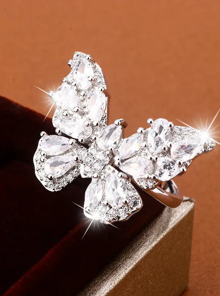 KissICON resizable KissIcon Luxury Zircon Butterfly Ring - Adjustable Fit