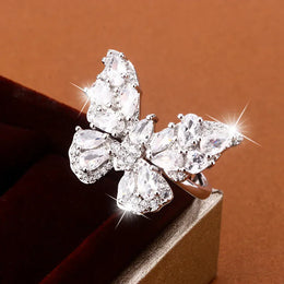 KissICON resizable KissIcon Luxury Zircon Butterfly Ring - Adjustable Fit