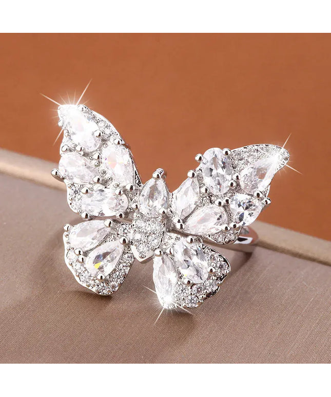 KissICON resizable KissIcon Luxury Zircon Butterfly Ring - Adjustable Fit