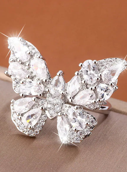 KissICON resizable KissIcon Luxury Zircon Butterfly Ring - Adjustable Fit