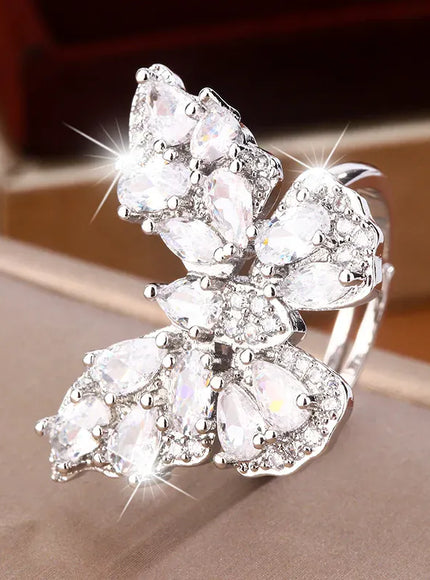 KissICON resizable KissIcon Luxury Zircon Butterfly Ring - Adjustable Fit