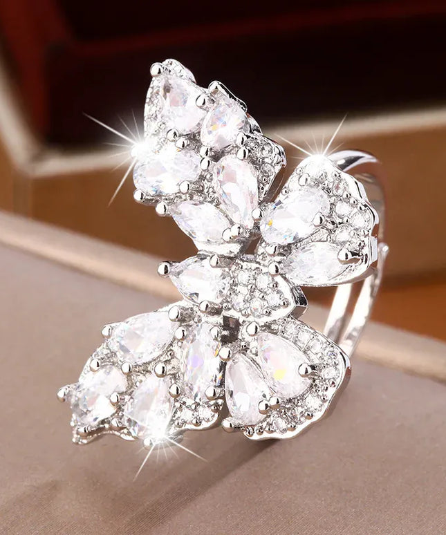 KissICON resizable KissIcon Luxury Zircon Butterfly Ring - Adjustable Fit
