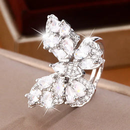 KissICON resizable KissIcon Luxury Zircon Butterfly Ring - Adjustable Fit
