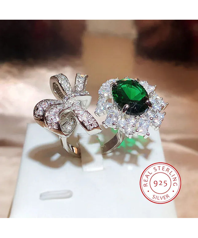 KissICON resizable KissIcon New Green Zircon Bow Ring For Ladies - Adjustable