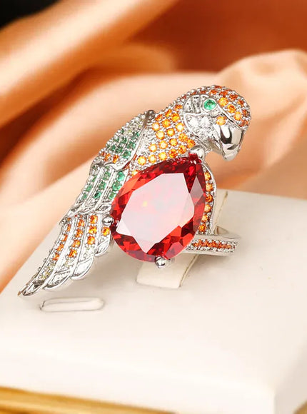 KissICON resizable KissIcon Silver Plated Ring for Women - Hummingbird Zircon