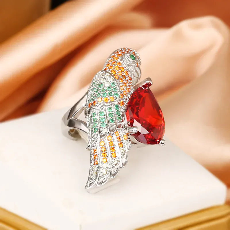 KissICON resizable KissIcon Silver Plated Ring for Women - Hummingbird Zircon