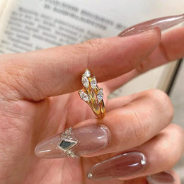 KissICON resizable New Elegant Wheat Ear Diamond Pinky Ring For Women Luxury  Dainty Finger Jewelry Trendy Minimalist Stackable Band High-End Gift