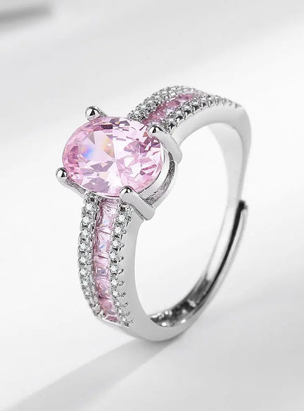 KissICON resizable / pink Kissicon Elegant Blue Zircon Ring – Fashionable