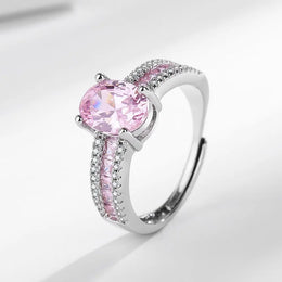 KissICON resizable / pink Kissicon Elegant Blue Zircon Ring – Fashionable