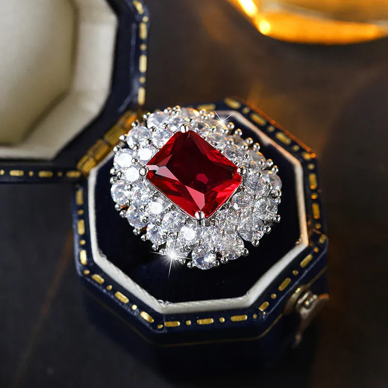 KissICON resizable / Red KissIcon 2025 Fashion Adjustable Zircon Ring - Open Band