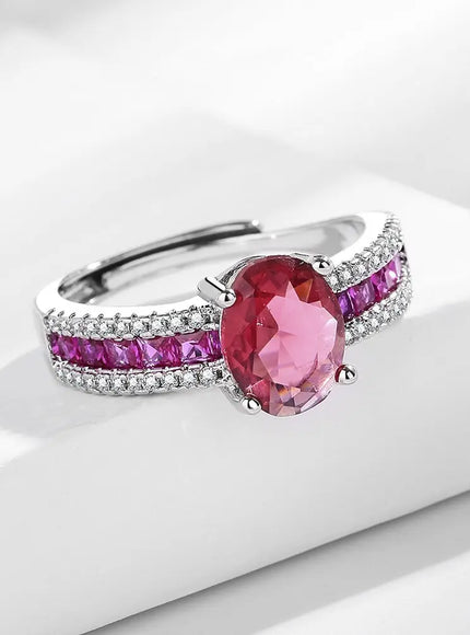 KissICON resizable / red Kissicon Elegant Blue Zircon Ring – Fashionable