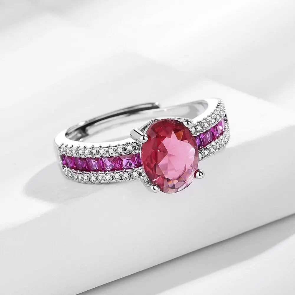 KissICON resizable / red Kissicon Elegant Blue Zircon Ring – Fashionable