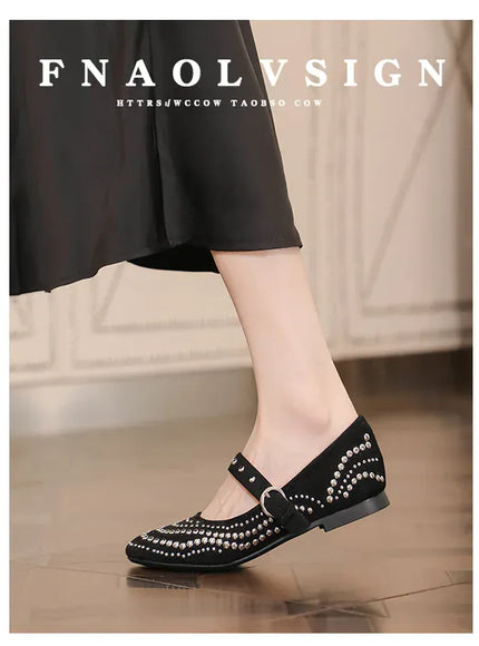 KissICON Retro Flat Shoes for Women Autumn Winter New