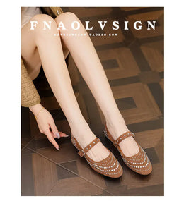 KissICON Retro Flat Shoes for Women Autumn Winter New