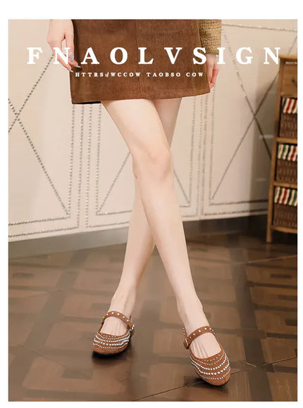 KissICON Retro Flat Shoes for Women Autumn Winter New