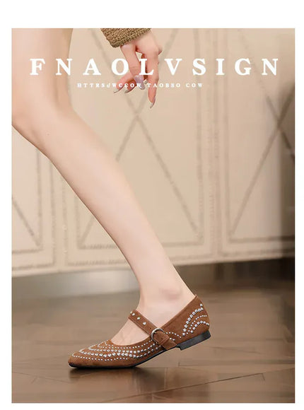 KissICON Retro Flat Shoes for Women Autumn Winter New