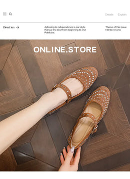 KissICON Retro Flat Shoes for Women Autumn Winter New