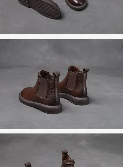 KissICON Retro Genuine Cow Leather Chelsea Boots for Women