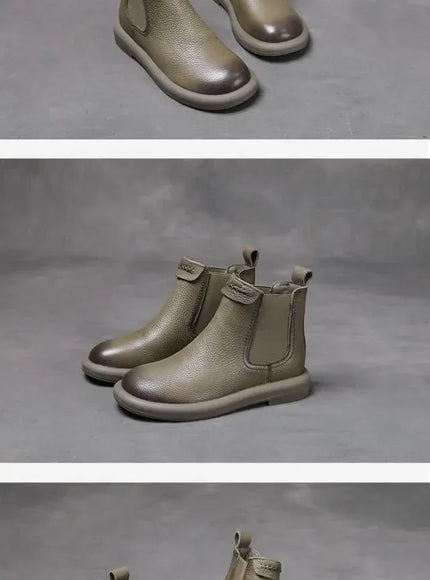 KissICON Retro Genuine Cow Leather Chelsea Boots for Women