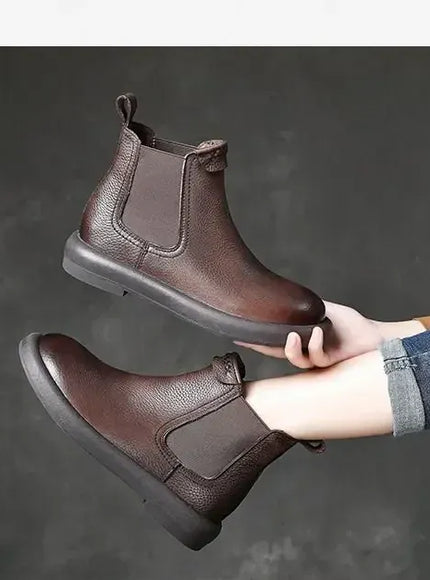 KissICON Retro Genuine Cow Leather Chelsea Boots for Women
