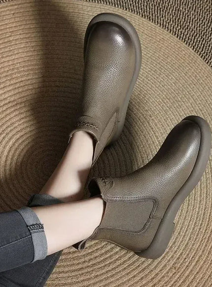 KissICON Retro Genuine Cow Leather Chelsea Boots for Women