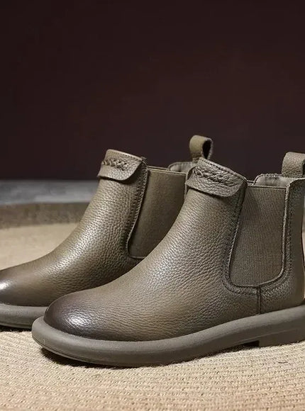 KissICON Retro Genuine Cow Leather Chelsea Boots for Women