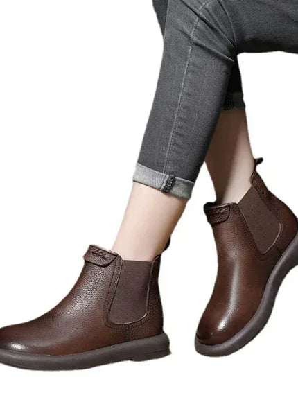 KissICON Retro Genuine Cow Leather Chelsea Boots for Women