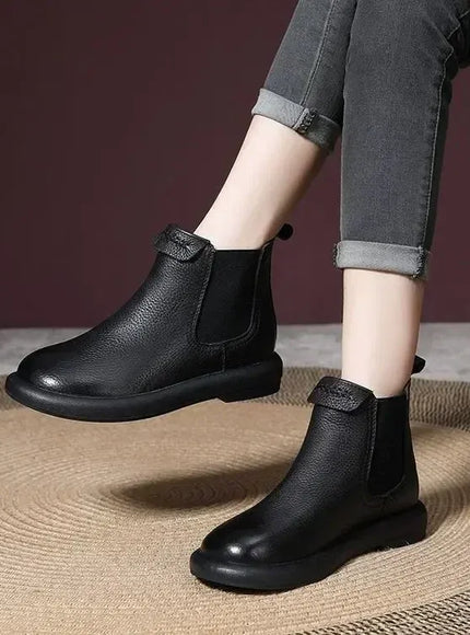 KissICON Retro Genuine Cow Leather Chelsea Boots for Women