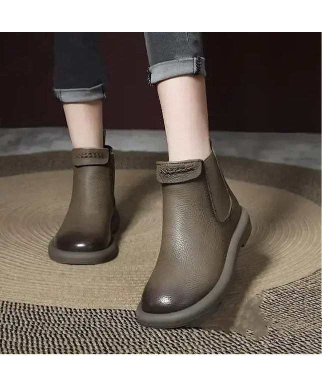 KissICON Retro Genuine Cow Leather Chelsea Boots for Women