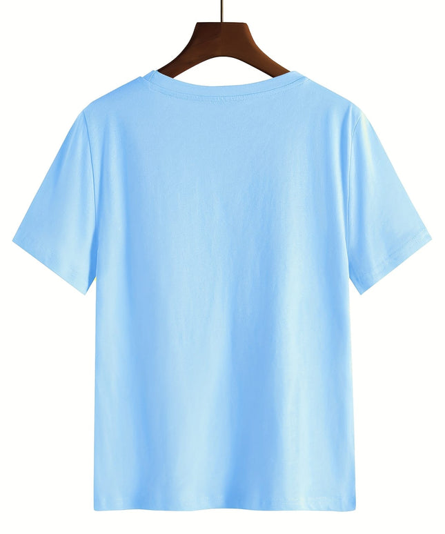 jkthpu-45 Retro Heart Print Plus Size Tee Soft Loose Vacation Style