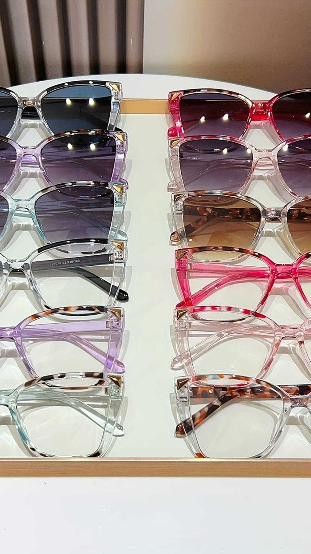 jkthpu-45 Retro Pink Tortoise Gradient Lens Fashion Glasses
