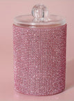 Rhinestone Cotton Swab Jar with Pink Rhinestones - 1pc
