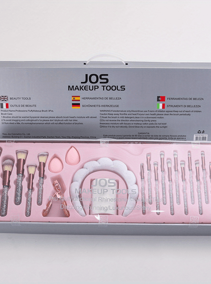 KissICON Rhinestone Makeup Brush Set – 23pc Travel Kit