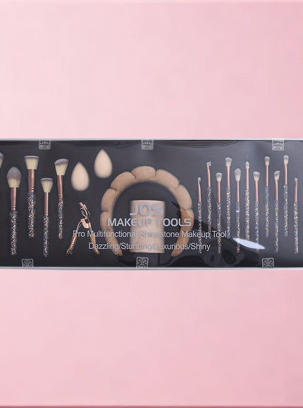 KissICON Rhinestone Makeup Brush Set – 23pc Travel Kit