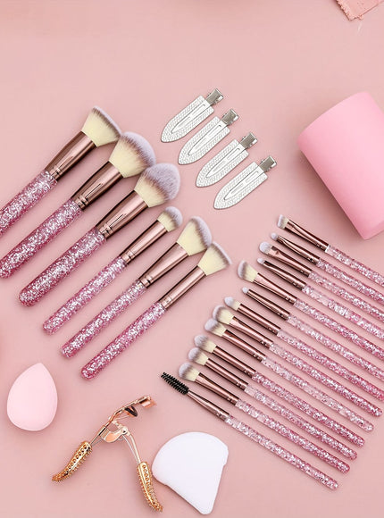 KissICON Rhinestone Makeup Brush Set – 23pc Travel Kit