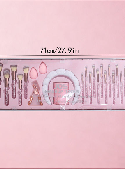 KissICON Rhinestone Makeup Brush Set – 23pc Travel Kit