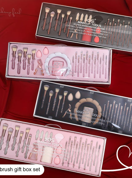 KissICON Rhinestone Makeup Brush Set – 23pc Travel Kit