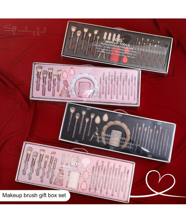 KissICON Rhinestone Makeup Brush Set – 23pc Travel Kit