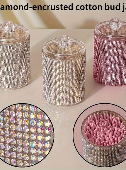 KissICON Rhinestone Vanity Storage Jar – Dustproof Organiser