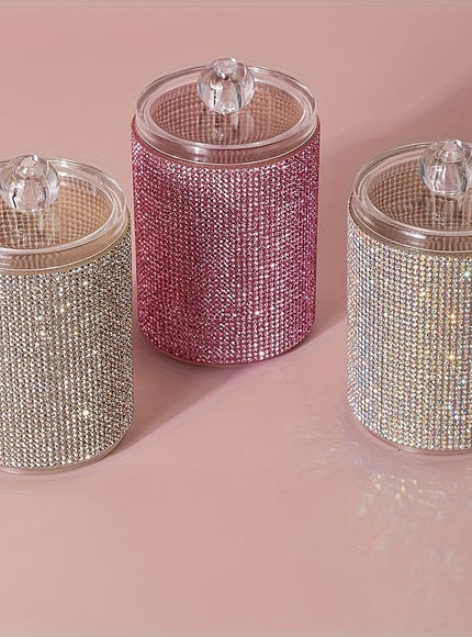 KissICON Rhinestone Vanity Storage Jar – Dustproof Organiser