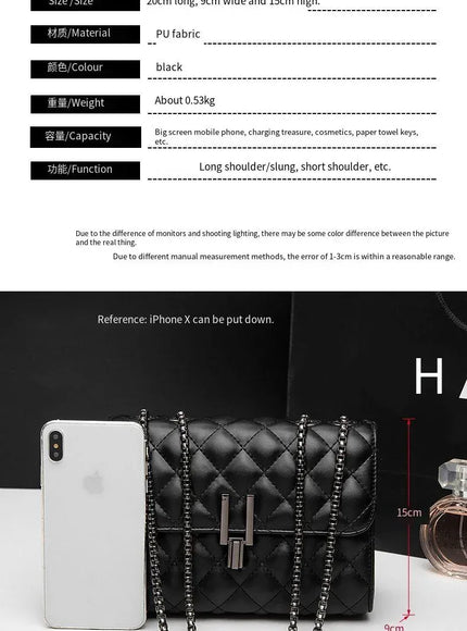KissICON Rhombic Chain Small Fragrant Wind Messenger Shoulder