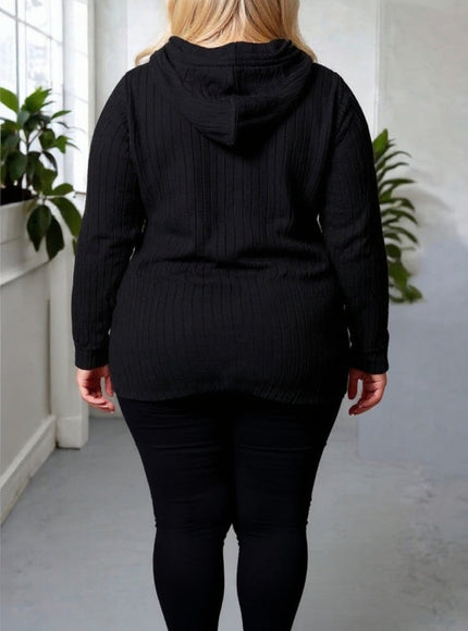 KissICON Ribbed Zip-Up Hooded Cardi