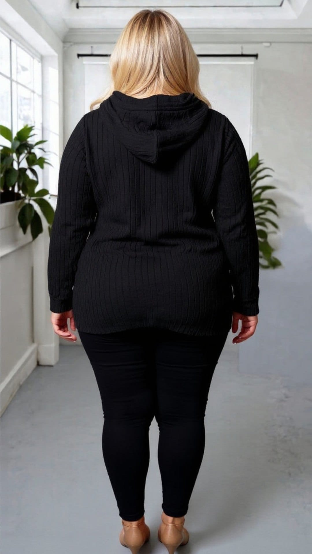 KissICON Ribbed Zip-Up Hooded Cardi