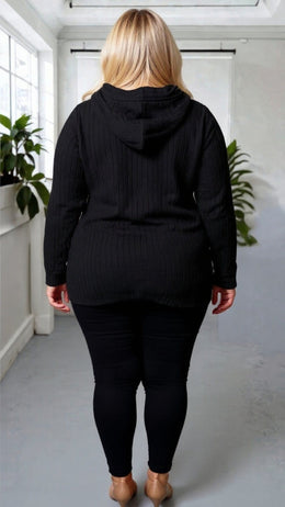 KissICON Ribbed Zip-Up Hooded Cardi