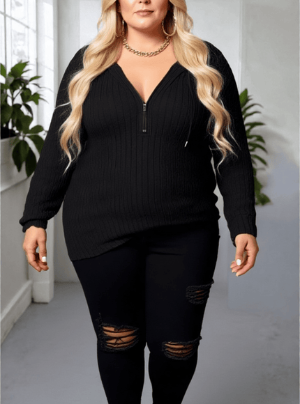 KissICON Ribbed Zip-Up Hooded Cardi
