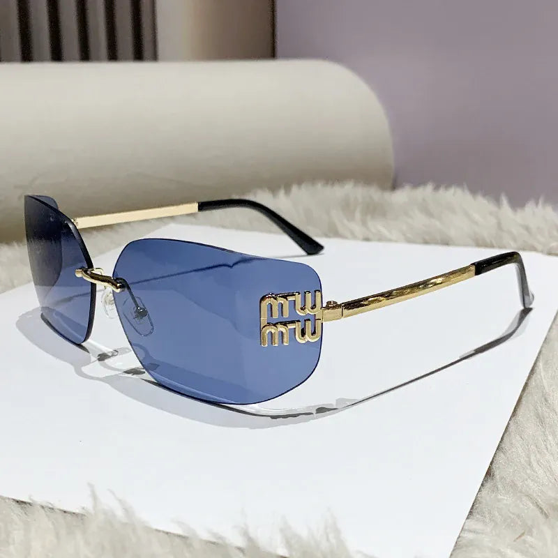 Dropshipman Rimless Rectangle Gradient Sunglasses